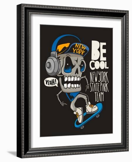 Vector Skateboard Skull Design-braingraph-Framed Art Print