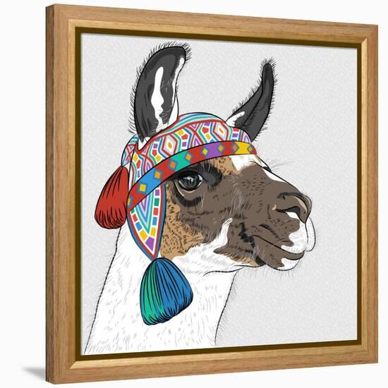 Vector Sketch of Alpaca-kavalenkava volha-Framed Stretched Canvas