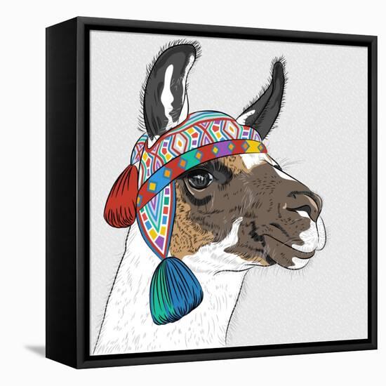 Vector Sketch of Alpaca-kavalenkava volha-Framed Stretched Canvas