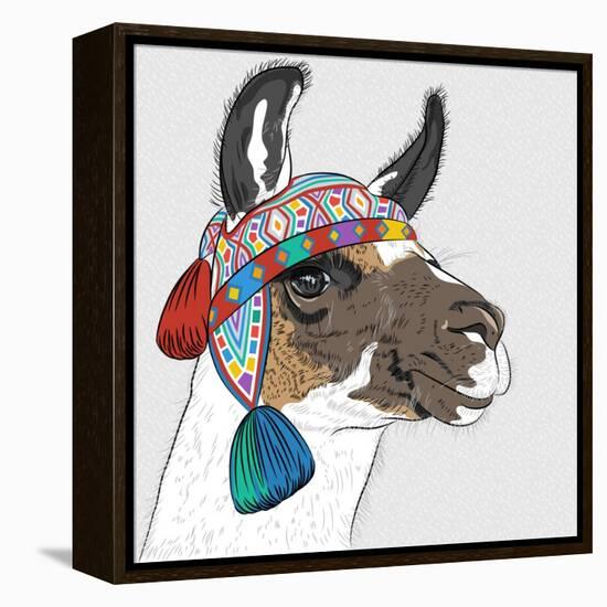 Vector Sketch of Alpaca-kavalenkava volha-Framed Stretched Canvas