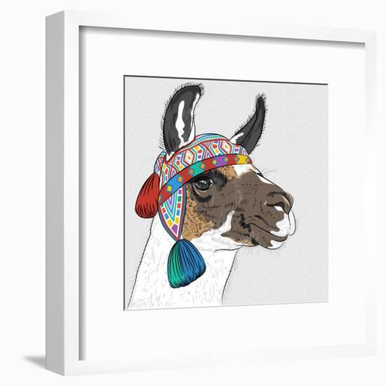 Vector Sketch of Alpaca-kavalenkava volha-Framed Art Print