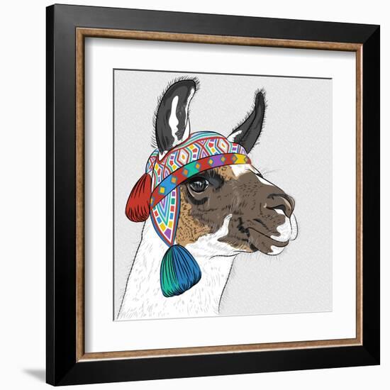 Vector Sketch of Alpaca-kavalenkava volha-Framed Art Print