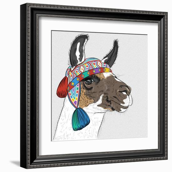 Vector Sketch of Alpaca-kavalenkava volha-Framed Art Print