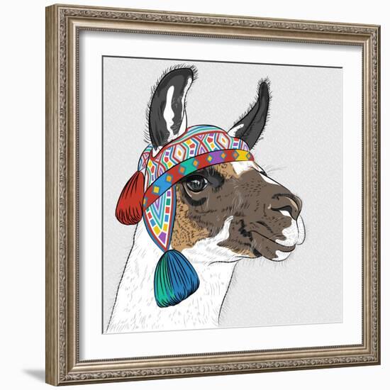 Vector Sketch of Alpaca-kavalenkava volha-Framed Art Print