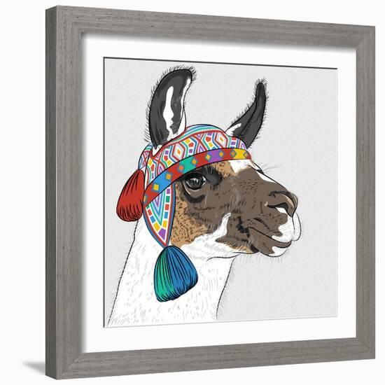 Vector Sketch of Alpaca-kavalenkava volha-Framed Art Print