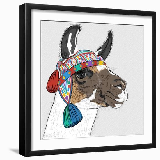 Vector Sketch of Alpaca-kavalenkava volha-Framed Art Print