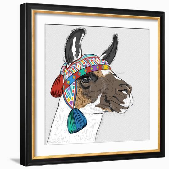 Vector Sketch of Alpaca-kavalenkava volha-Framed Art Print