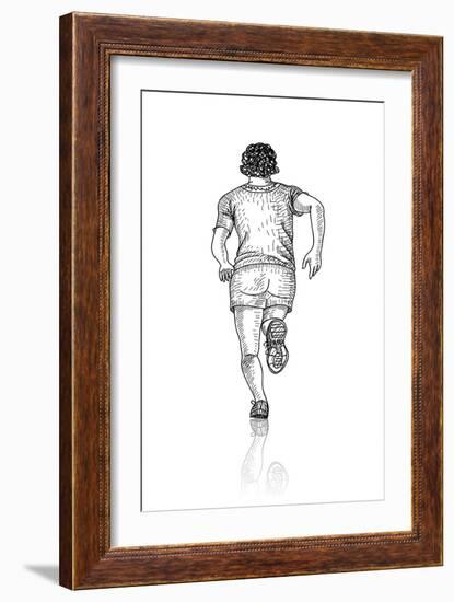 Vector Sketch of Man Runs into the Distance. View from the Back.-Farferros-Framed Art Print