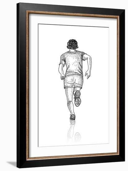 Vector Sketch of Man Runs into the Distance. View from the Back.-Farferros-Framed Art Print