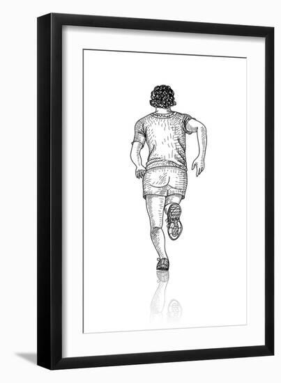 Vector Sketch of Man Runs into the Distance. View from the Back.-Farferros-Framed Art Print