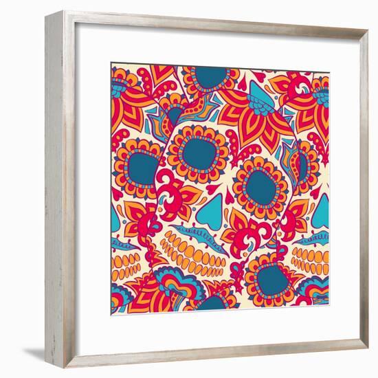 Vector Skull Seamless Pattern-Lunarus-Framed Premium Giclee Print