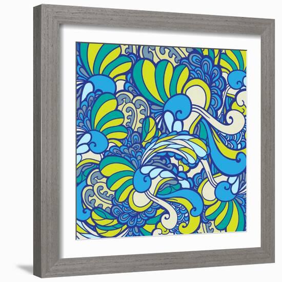 Vector Texture with Abstract Plants.-Marylia-Framed Art Print