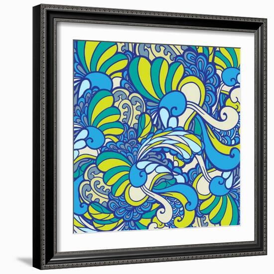 Vector Texture with Abstract Plants.-Marylia-Framed Art Print