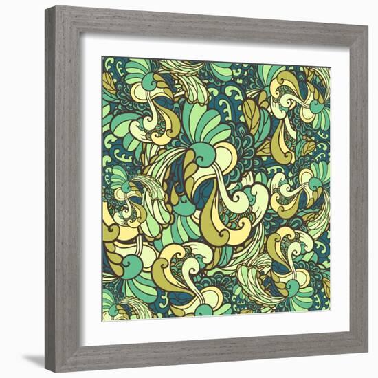 Vector Texture with Abstract Plants.-Marylia-Framed Art Print