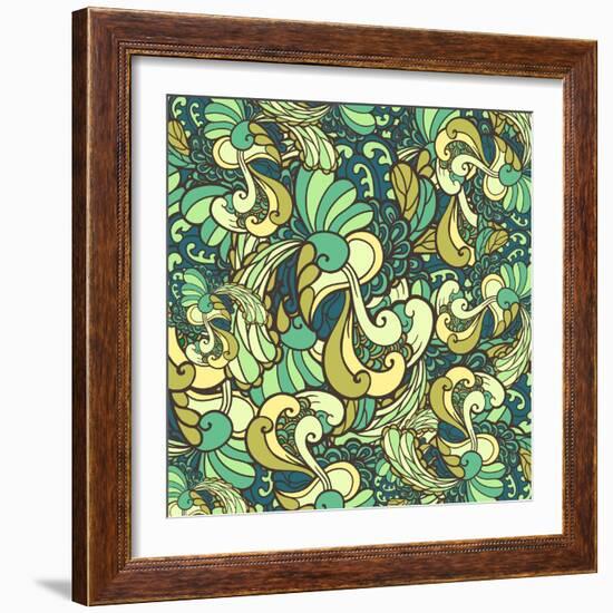 Vector Texture with Abstract Plants.-Marylia-Framed Art Print