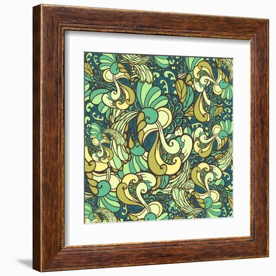 Vector Texture with Abstract Plants.-Marylia-Framed Art Print