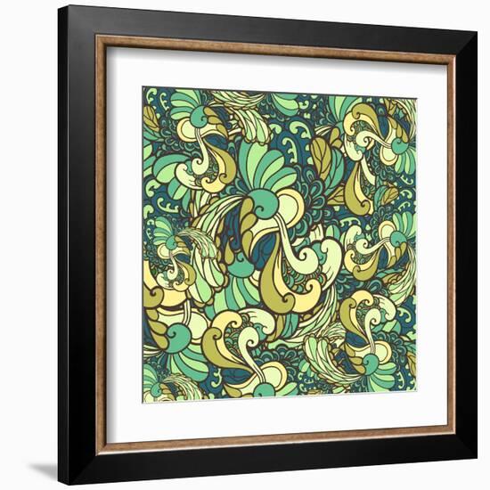 Vector Texture with Abstract Plants.-Marylia-Framed Art Print