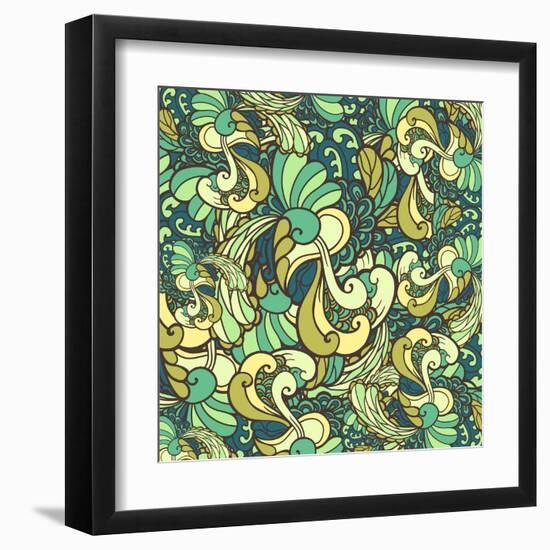 Vector Texture with Abstract Plants.-Marylia-Framed Art Print