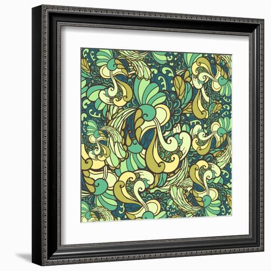 Vector Texture with Abstract Plants.-Marylia-Framed Art Print