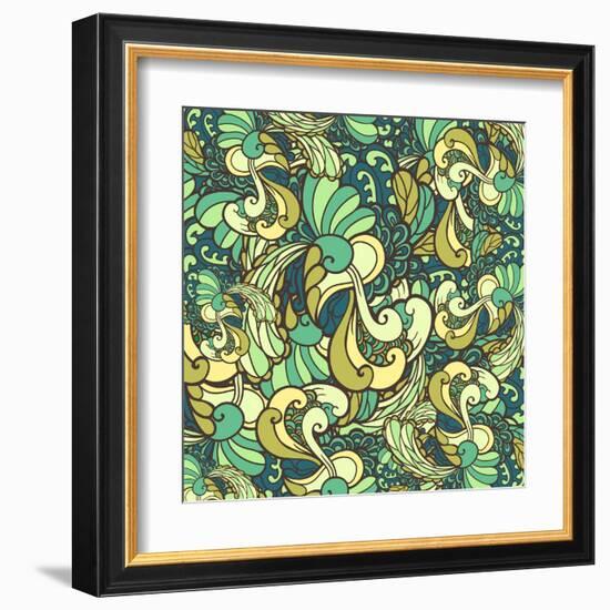 Vector Texture with Abstract Plants.-Marylia-Framed Art Print