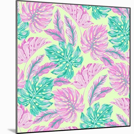 Vector Tropical Pattern with Exotic Leaves-rosapompelmo-Mounted Art Print