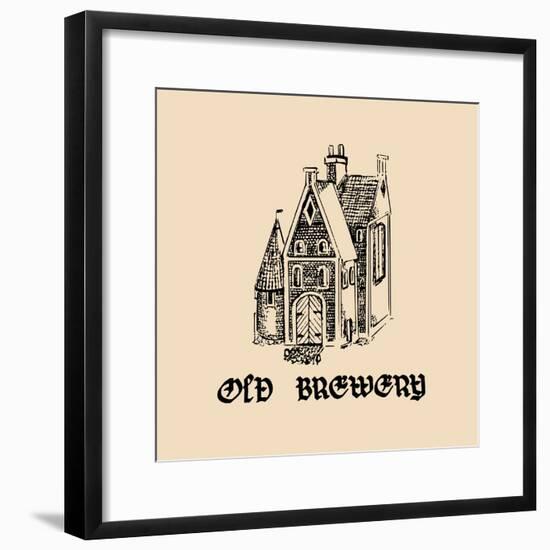 Vector Vintage Old Brewery Logo. Hand Drawn Beer Symbol. Illustration with Lettering Gothic Font Fo-Vlada Young-Framed Premium Giclee Print