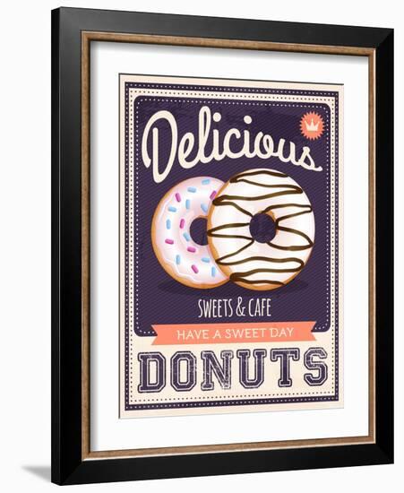 Vector Vintage Styled Donuts Poster-Marvid-Framed Art Print