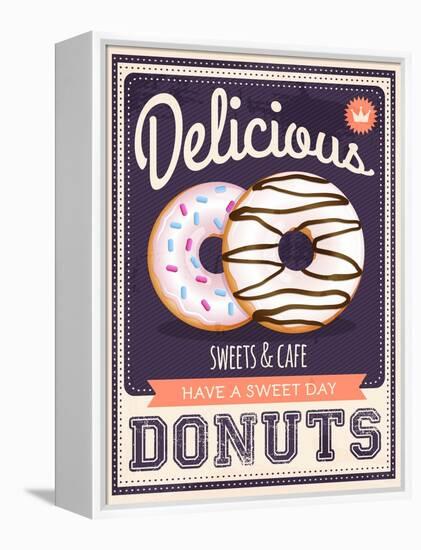 Vector Vintage Styled Donuts Poster-Marvid-Framed Stretched Canvas