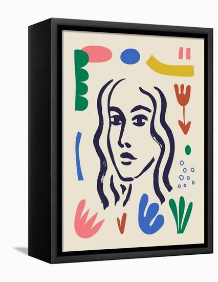 Vector Woman Art Poster. Matisse Inspired Hand Drawn Contemporary Portrait for Print Wall Art Decor-MaryliaDesign-Framed Premier Image Canvas
