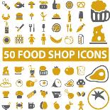 50 Food Shop Icons, Signss Set-VectorForever-Art Print