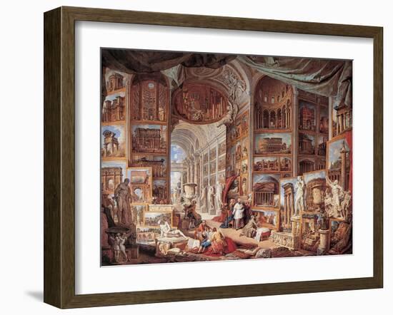 Vedute di Roma antica-Giovanni Paolo Panini-Framed Art Print