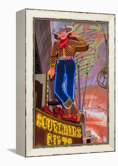 Vegas Vic Cowboy Neon Sign, Fremont Experience, Las Vegas-Michael DeFreitas-Framed Premier Image Canvas