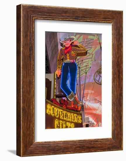 Vegas Vic Cowboy Neon Sign, Fremont Experience, Las Vegas-Michael DeFreitas-Framed Photographic Print