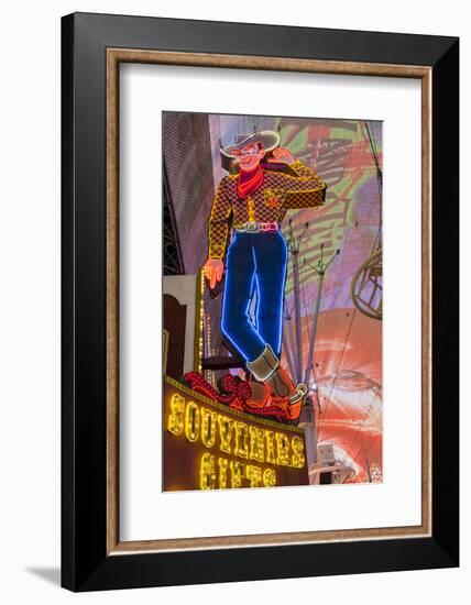 Vegas Vic Cowboy Neon Sign, Fremont Experience, Las Vegas-Michael DeFreitas-Framed Photographic Print