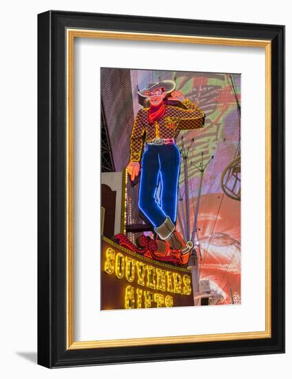 Vegas Vic Cowboy Neon Sign, Fremont Experience, Las Vegas-Michael DeFreitas-Framed Photographic Print