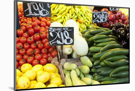 Vegetable Display at Nagycsarnok Market, Budapest, Hungary, Europe-Richard Nebesky-Mounted Photographic Print