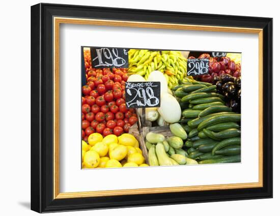 Vegetable Display at Nagycsarnok Market, Budapest, Hungary, Europe-Richard Nebesky-Framed Photographic Print