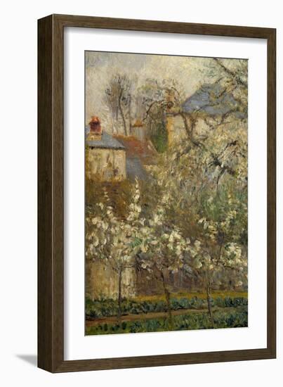 Vegetable Garden and Trees in Bloom in Spring in Pontoise (Plum Trees in Bloom) Detail. Painting By-Camille Pissarro-Framed Giclee Print