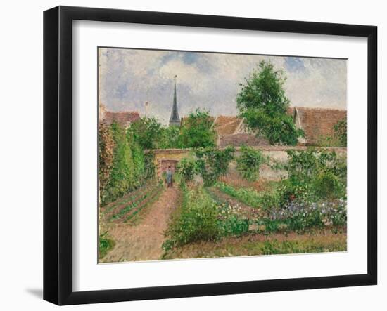 Vegetable Garden, Overcast Morning, Eragny, 1901 (Oil on Canvas)-Camille Pissarro-Framed Giclee Print