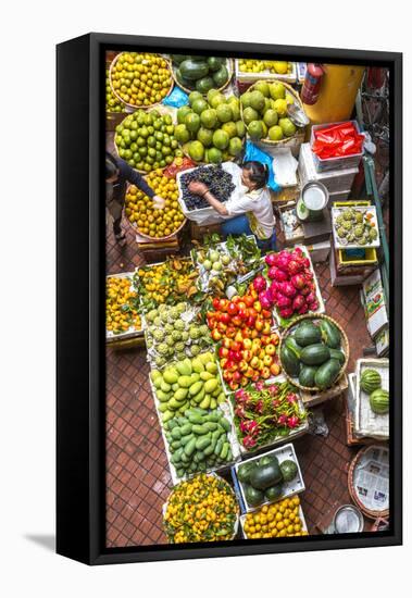 Vegetable Market in Central Hanoi, Vietnam-Peter Adams-Framed Premier Image Canvas