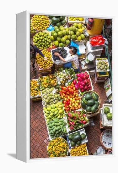 Vegetable Market in Central Hanoi, Vietnam-Peter Adams-Framed Premier Image Canvas