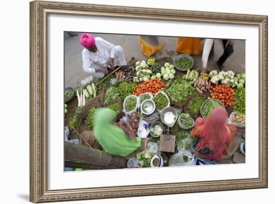 Vegetable Market, Jaisalmer, Western Rajasthan, India, Asia-Doug Pearson-Framed Photographic Print