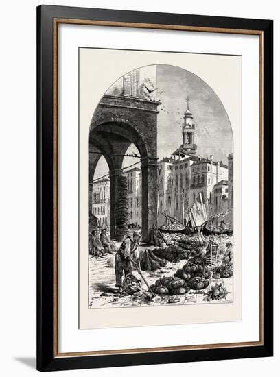 Vegetable Market on the Grand Canal, Near the Rialto, Venice, Italy, 19th Century-null-Framed Giclee Print