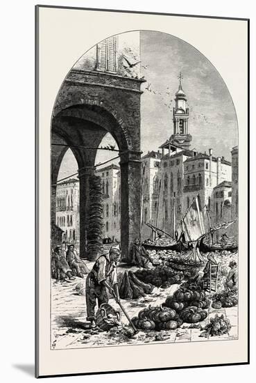 Vegetable Market on the Grand Canal, Near the Rialto, Venice, Italy, 19th Century-null-Mounted Giclee Print