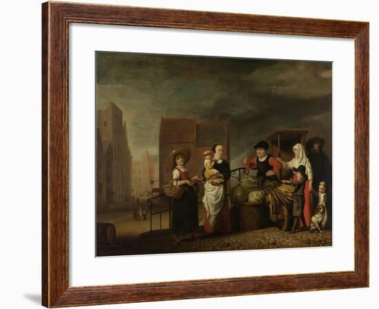 Vegetable Market-Nicolaes Maes-Framed Art Print