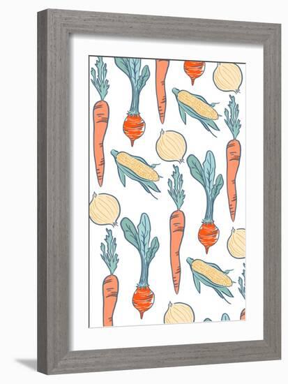 Vegetable Pattern - Letterpress-Lantern Press-Framed Art Print