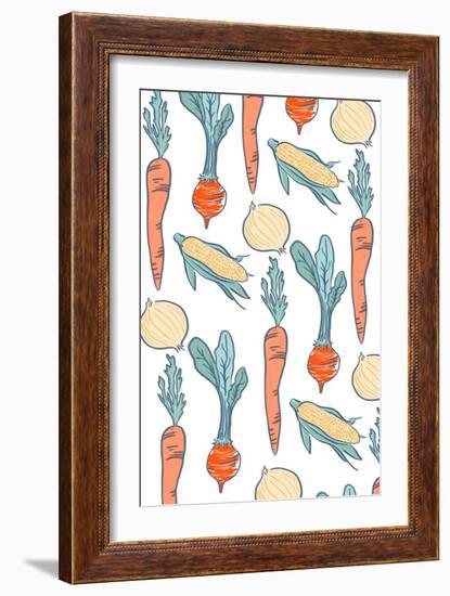Vegetable Pattern - Letterpress-Lantern Press-Framed Art Print