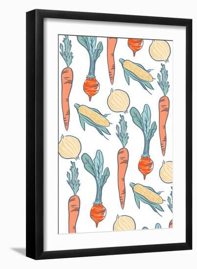 Vegetable Pattern - Letterpress-Lantern Press-Framed Art Print