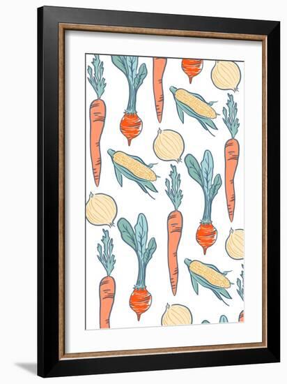 Vegetable Pattern - Letterpress-Lantern Press-Framed Art Print