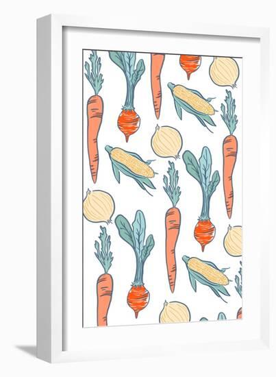 Vegetable Pattern - Letterpress-Lantern Press-Framed Art Print